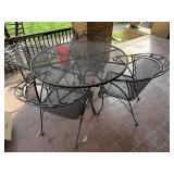 5 Pc Metal Mesh Patio Dining Set Round Table 4 Chairs Black Good