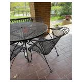 5 Pc Metal Mesh Patio Dining Set Round Table 4 Chairs Black Good