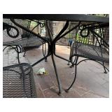 5 Pc Metal Mesh Patio Dining Set Round Table 4 Chairs Black Good