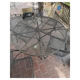 5 Pc Metal Mesh Patio Dining Set Round Table 4 Chairs Black Good