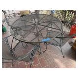 5 Pc Metal Mesh Patio Dining Set Round Table 4 Chairs Black Good