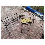4 Pc Wrought Iron Patio Furniture Lot Tile Table Chair Frames Stand