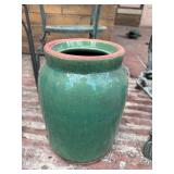 Vintage Garden Plant Stands & Green Ceramic Pot 4 Pc Patio Decor Lot