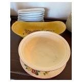 Vintage Pottery Serveware Lot LA Potteries Tray & Oven Serve Bowl