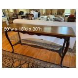Vintage Mahogany Finish Console Sofa Table Queen Anne Style Good