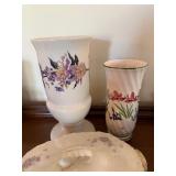 Mixed Vintage Ceramic Vase & Serving Lot Homer Laughlin FTD 5 Pc