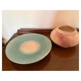 Studio Art Pottery Bowl & Vessel Lot Turquoise Pink Decorative