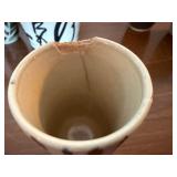 Vintage Japanese Style Stoneware Sake Set Bottle 7 Cups Damaged