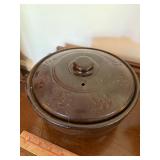 Vintage Stoneware Covered Bean Pot & Crock Lot Brown Ceramic Kitchenware