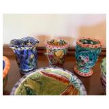 Molly Miller of Brown Horse Pottery Hand Painted Art Pottery Bowls & Votive Holders Lot