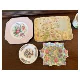 Vintage Floral China Decor Lot Wedgwood Kutani Crane Planter Tray Dish