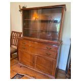 Brickwede Vintage Oak China Cabinet Hutch Glass Door Display Server
