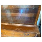 Brickwede Vintage Oak China Cabinet Hutch Glass Door Display Server