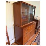 Brickwede Vintage Oak China Cabinet Hutch Glass Door Display Server