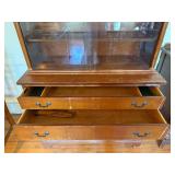 Brickwede Vintage Oak China Cabinet Hutch Glass Door Display Server