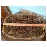 Vintage Wicker Basket Pair Oval Handwoven Serving Baskets Rustic Decor