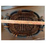 Vintage Wicker Basket Pair Oval Handwoven Serving Baskets Rustic Decor