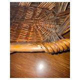 Vintage Wicker Basket Pair Oval Handwoven Serving Baskets Rustic Decor