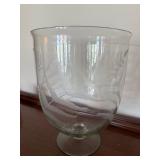 Etched Clear Glass Footed Vase Fern Leaf Motif 12.5in Decorative