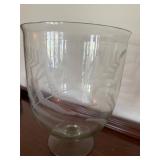 Etched Clear Glass Footed Vase Fern Leaf Motif 12.5in Decorative
