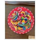 Vintage Hand Painted Wood Plates & Turned Cup Folk Art Decor Lot