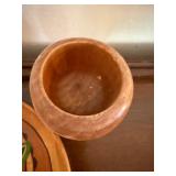 Vintage Hand Painted Wood Plates & Turned Cup Folk Art Decor Lot