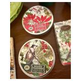 Watermelon Ceramic Basket Decor Lot w/ Coasters Napkins Tile Candles