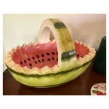 Watermelon Ceramic Basket Decor Lot w/ Coasters Napkins Tile Candles
