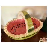 Watermelon Ceramic Basket Decor Lot w/ Coasters Napkins Tile Candles