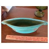 Vintage Art Pottery Bowl & Green Pressed Glass Compote Lot 2
