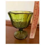 Vintage Art Pottery Bowl & Green Pressed Glass Compote Lot 2