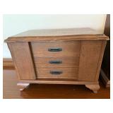 Vintage Wood Jewelry Box Lot Armoire & Chest Floral Glass Doors