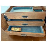 Vintage Wood Jewelry Box Lot Armoire & Chest Floral Glass Doors