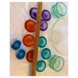 Mixed Art Glass Bowl & Candle Holder Lot 16 Pc Colorful Serving Set