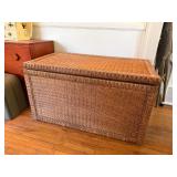 Wicker Storage Trunk Blanket Chest Wood Lined 35x20x21 Good