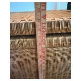 Wicker Storage Trunk Blanket Chest Wood Lined 35x20x21 Good