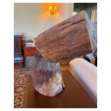 Rustic Folk Art Wood Log Sculpture Abstract Tabletop Decor 20in