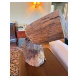 Rustic Folk Art Wood Log Sculpture Abstract Tabletop Decor 20in