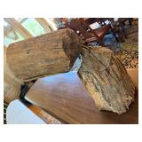 Rustic Folk Art Wood Log Sculpture Abstract Tabletop Decor 20in