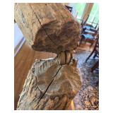 Rustic Folk Art Wood Log Sculpture Abstract Tabletop Decor 20in