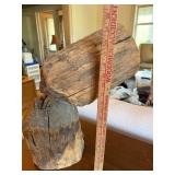 Rustic Folk Art Wood Log Sculpture Abstract Tabletop Decor 20in