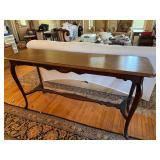 Vintage Mahogany Finish Console Sofa Table Queen Anne Style Good