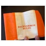 Vintage Backgammon Game Set Brown Case w Dice Cups Checkers Rules