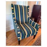 Striped Wingback Accent Chair Nailhead Trim High Back Good Cond