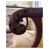 Classical Style Carved Wood Armchair & Rocker Pair Upholstered