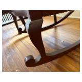 Classical Style Carved Wood Armchair & Rocker Pair Upholstered