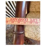 Classical Style Carved Wood Armchair & Rocker Pair Upholstered