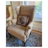 Pair Vintage Wingback Armchairs Queen Anne Legs Upholstery Project