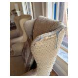 Pair Vintage Wingback Armchairs Queen Anne Legs Upholstery Project