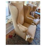 Pair Vintage Wingback Armchairs Queen Anne Legs Upholstery Project